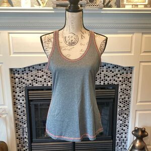 Layer 8 grey with peach‎ stitching racerback tank, size medium